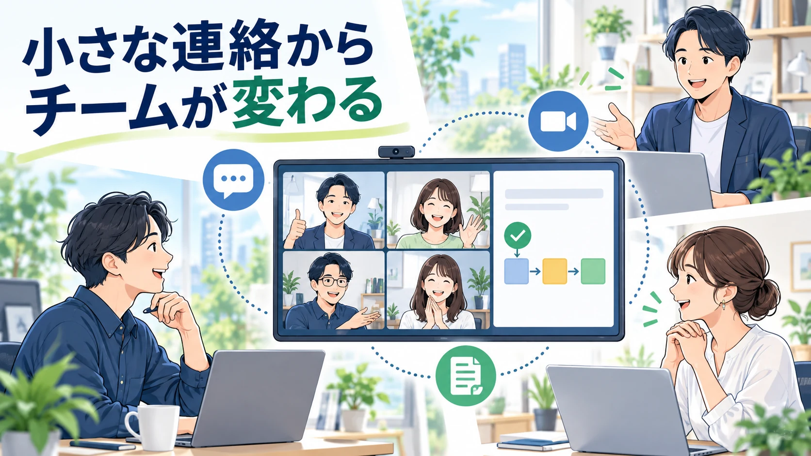 小さな連絡を積み重ねてリモートワークのチーム連携を改善する社員と管理職
