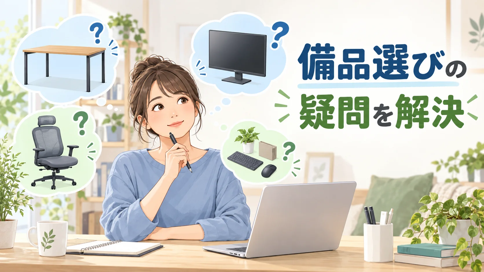 机や椅子 モニターなどリモートワーク備品の選び方を考える人