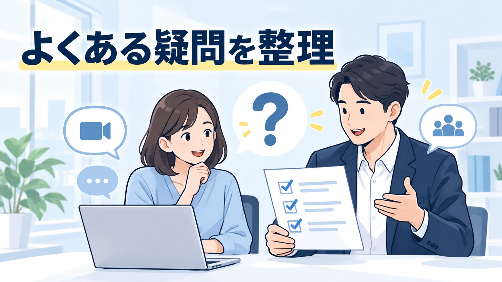 在宅勤務を定着させる際のよくある疑問を確認する社員と管理職
