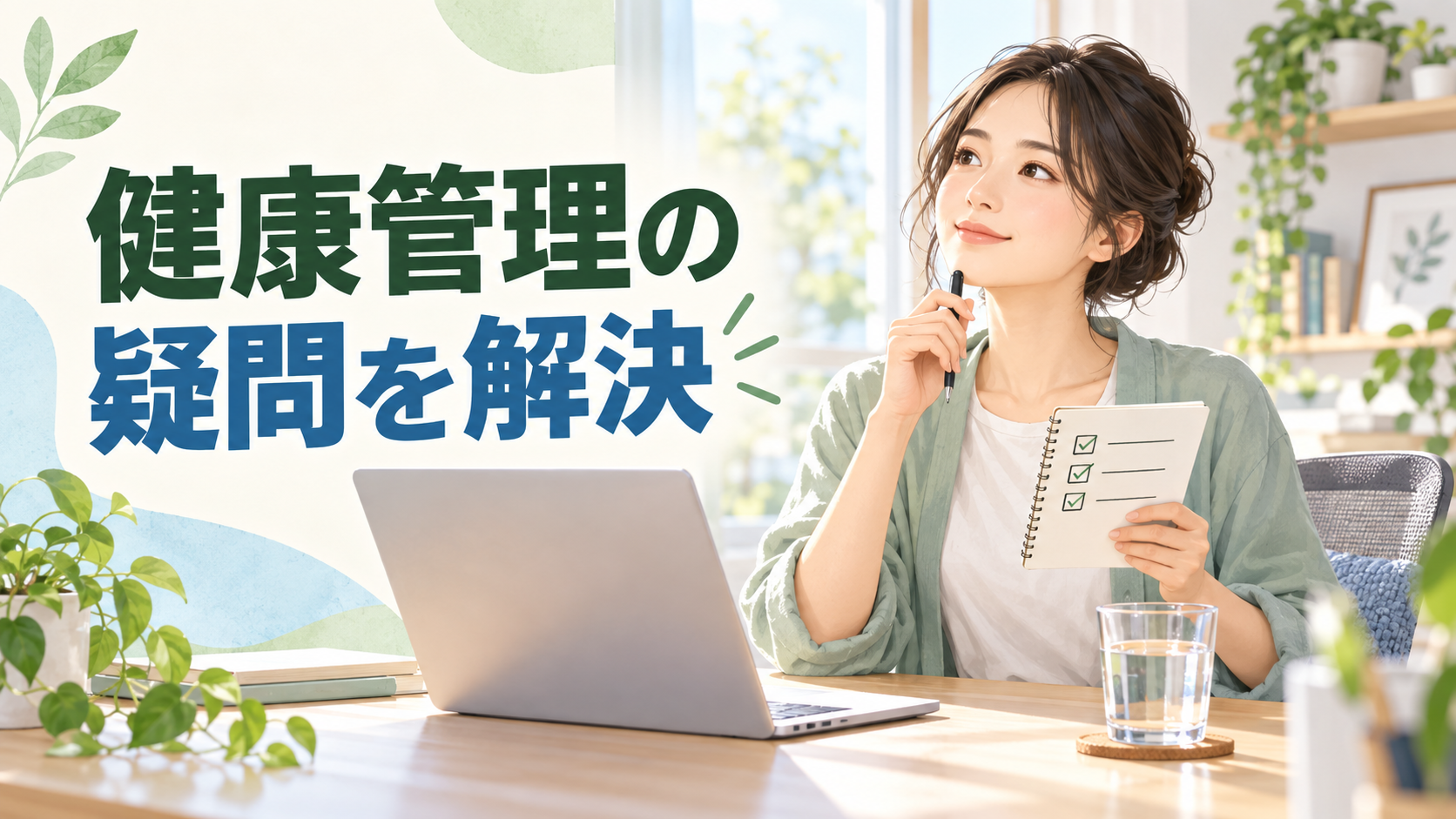 在宅勤務の健康管理についてチェックリストを見ながら考える人